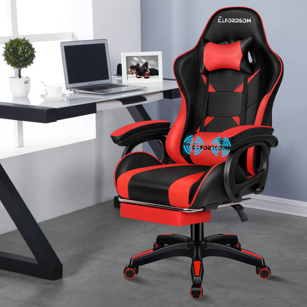 ELFORDSON Gaming Chair Lumbar Massage With Head Pillow Wayfair.co.uk